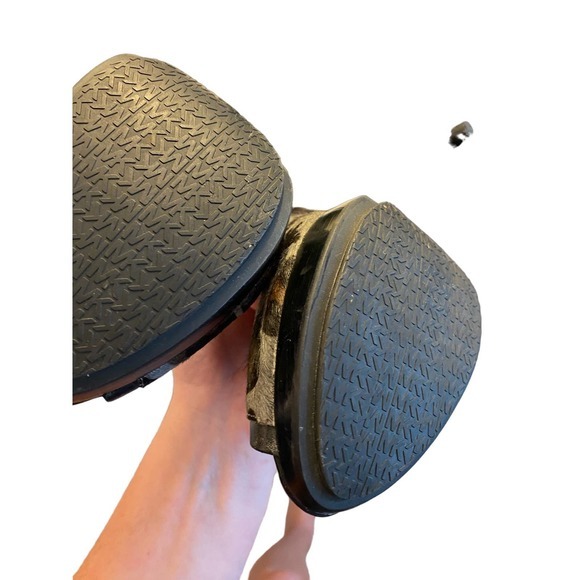 Michael Kors MK Gray Animal Print Calf Hair Peep Toe Platform Heel Pump size 8.5 - Picture 5 of 8